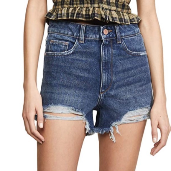DL1961 Cleo solana high rise jean shorts distressed - Picture 1 of 9